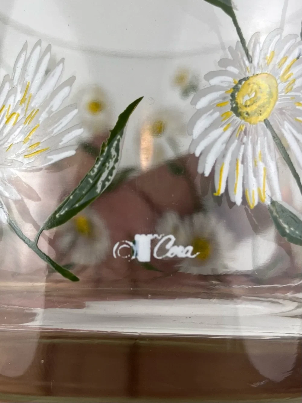 Vintage Cera Small Glass Ice Bucket With Daisy Motif Cottagecore Grandmillennial